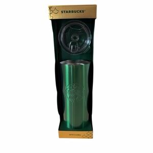 Starbucks Metallic Green Tumbler with Clear Lid